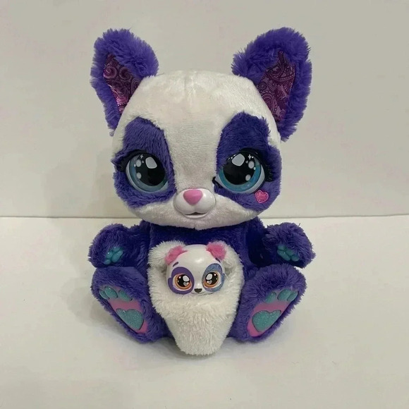 Peek-A-Roo Interactive Panda-Roo Purple Plush Toy with Mystery Pop out Baby - Picture 1 of 6
